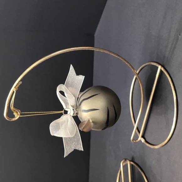 Vintage Set Of 3 Glass Ornaments Mid-century Modern Cat Faces. - Picture 7 of 8